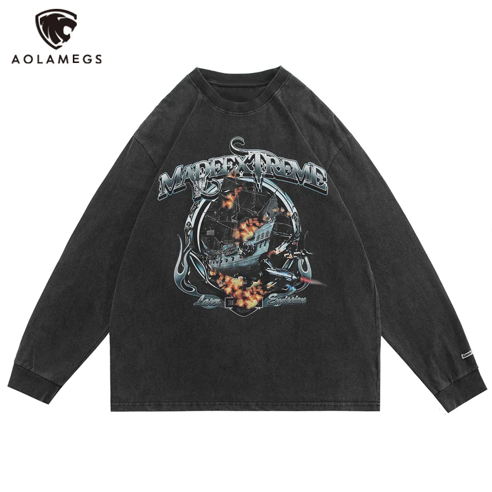 Aolamegs Men Oversized Sweatshirt Abstract Ship Graphics Print Long Sleeves Pullover Unisex Casual Hip Hop Punk Style Streetwear
Aolamegs Men Oversized Sweatshirt Abstract Ship Graphics Print Long Sleeves Pullover Unisex Casual Hip Hop Punk Style Streetwear