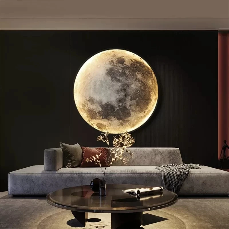 

Moon Wall Lamp Aisle Corridor Mural Art Sconce Foyer Hallway Gallery Background Decoration Kid Bedroom Bedside Led Celing Light