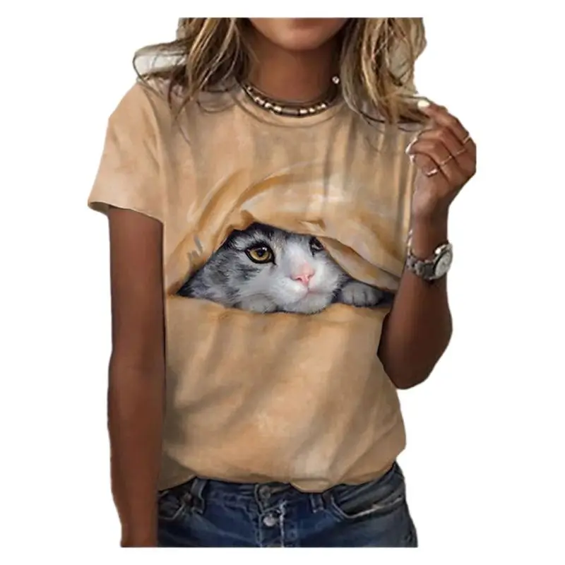 Breathable Loose T-shirt With Cat Face Print For Women With Short Sleeve New Summer Design T-shirt For Women New Products Summer
Breathable Loose T-shirt With Cat Face Print For Women With Short Sleeve New Summer Design T-shirt For Women New Products Summer