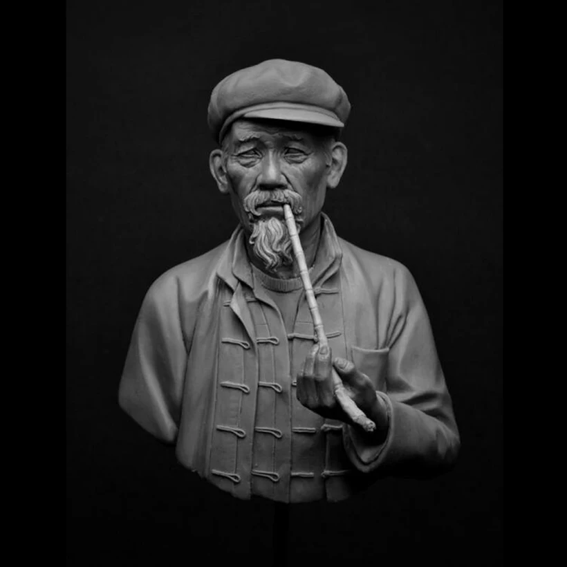 

Разобранный 1/10 старинный китайский человек с трубой бюст статуя из смолы набор миниатюрных моделей Неокрашенный
