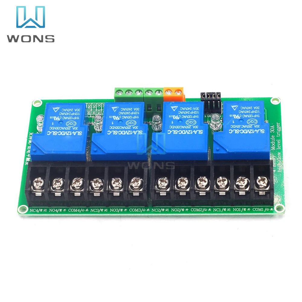 HGM 30A 4 Channel Relay Module High Low Level Trigger with Optocoupler Isolation Load 5V/12V/24V Smart Home PLC Automation
HGM 30A 4 Channel Relay Module High Low Level Trigger with Optocoupler Isolation Load 5V/12V/24V Smart Home PLC Automation