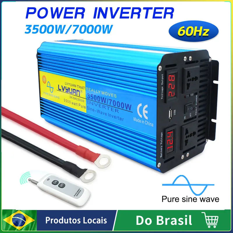 7000W Pure Sine Wave Inverter DC12V/24V TO AC 220V/230V/240V LED Voltage Display Dual Universal Socket Wireless Remote Control
7000W Pure Sine Wave Inverter DC12V/24V TO AC 220V/230V/240V LED Voltage Display Dual Universal Socket Wireless Remote Control