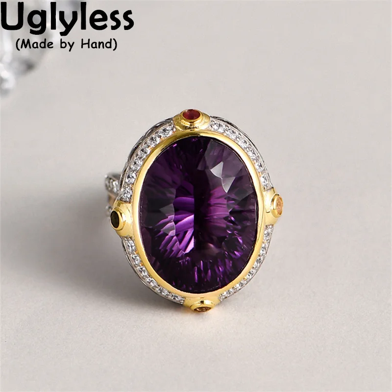 Uglyless Royal Natural Purple Crystals Rings for Women Luxury Transparent Pure Amethyst Rings 925 Silver Clean Quartz Jewelry
Uglyless Royal Natural Purple Crystals Rings for Women Luxury Transparent Pure Amethyst Rings 925 Silver Clean Quartz Jewelry