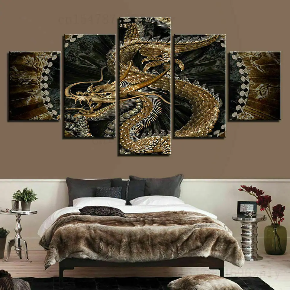

Холст с изображением священного китайского дракона, Золотого Дракона, настенное искусство, Декор для дома, печатные изображения HD постер без рамки