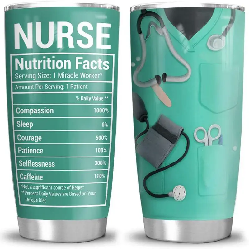 20oz Stainless Steel Tumbler Cup with Lid Nurse Nutrition Facts Double Wall Vacuum Sporty Thermos Insulated Travel Coffee Mug
20oz Stainless Steel Tumbler Cup with Lid Nurse Nutrition Facts Double Wall Vacuum Sporty Thermos Insulated Travel Coffee Mug
