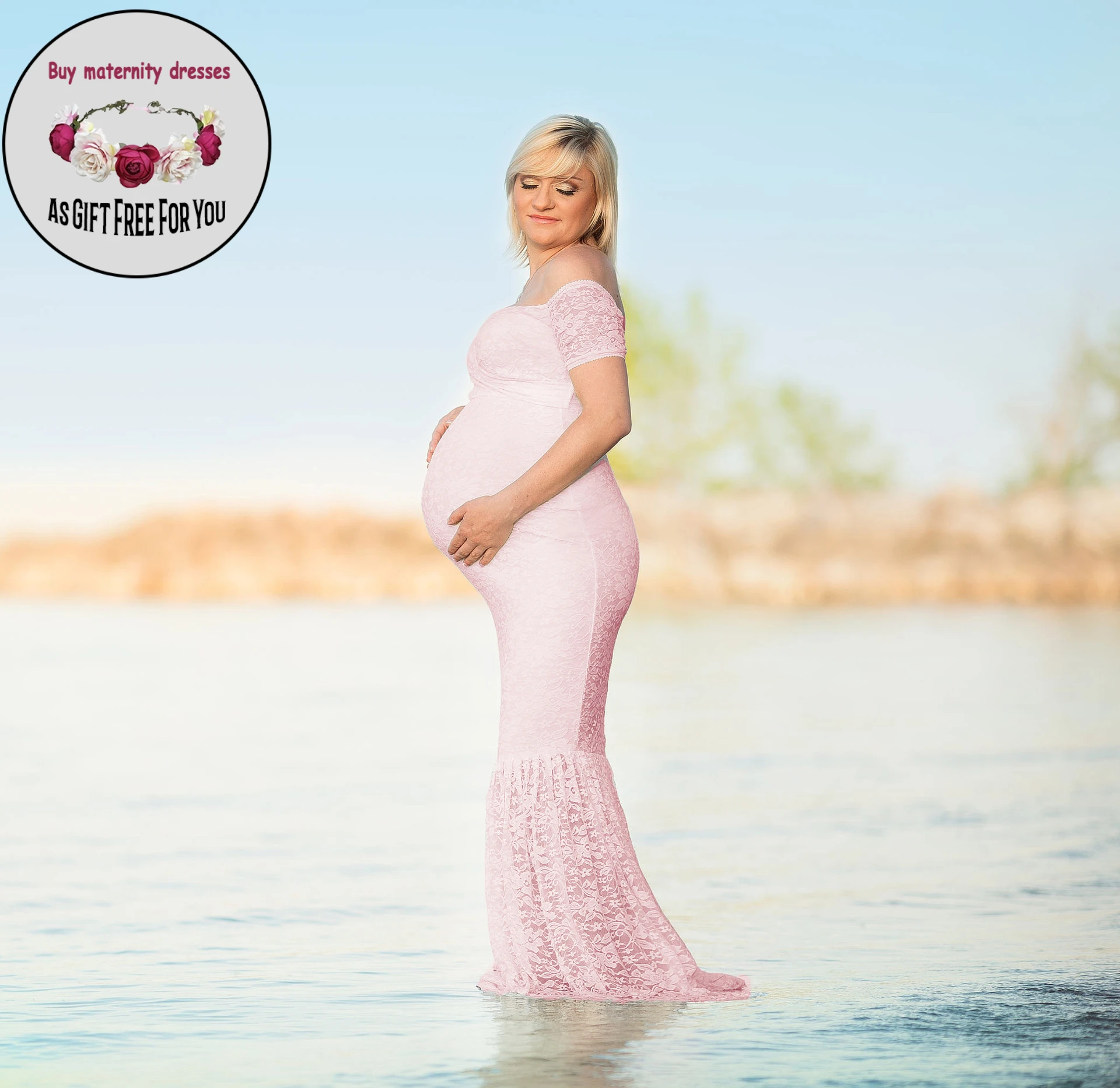 Women Deep V-neck Mermaid Maternity Dress for Photography Props Short Sleeve Lace Maxi Gown Photo Shoot Pregnant Dress
Women Deep V-neck Mermaid Maternity Dress for Photography Props Short Sleeve Lace Maxi Gown Photo Shoot Pregnant Dress