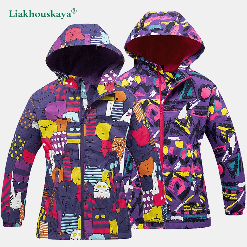 

Windbreaker For Girls Children Polar Fleece Jacket Teenage Girl Spring Clothes Outerwear Kids Coat Hooded Waterproof Clothing