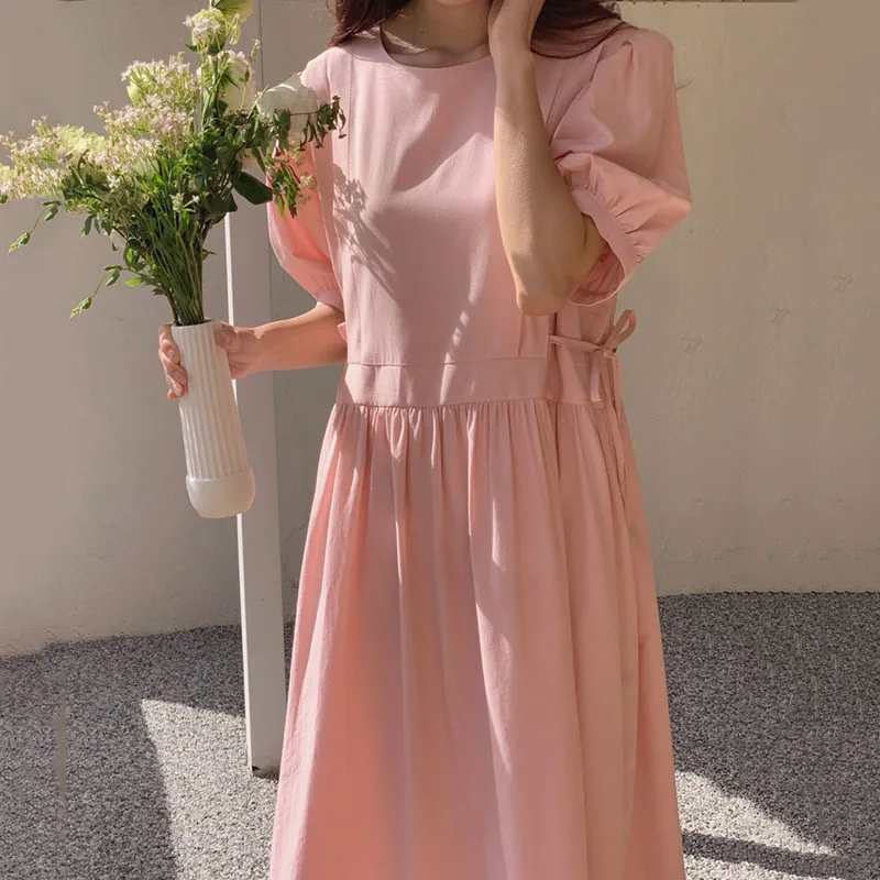 Summer Woman Dress Korea Chic Temperament Aging O Neck Side Tie Waist Stitching Pleated Short Sleeve Dress Long Dresses
Summer Woman Dress Korea Chic Temperament Aging O Neck Side Tie Waist Stitching Pleated Short Sleeve Dress Long Dresses