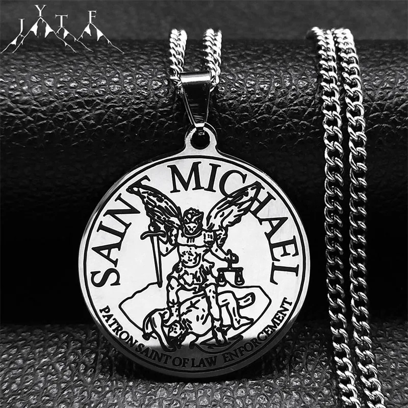 Hip Hop Saint Michael Archangel Necklace Stainless Steel Patron Saint Of Law Enforcement Christian Religious Necklaces Jewelry
Hip Hop Saint Michael Archangel Necklace Stainless Steel Patron Saint Of Law Enforcement Christian Religious Necklaces Jewelry