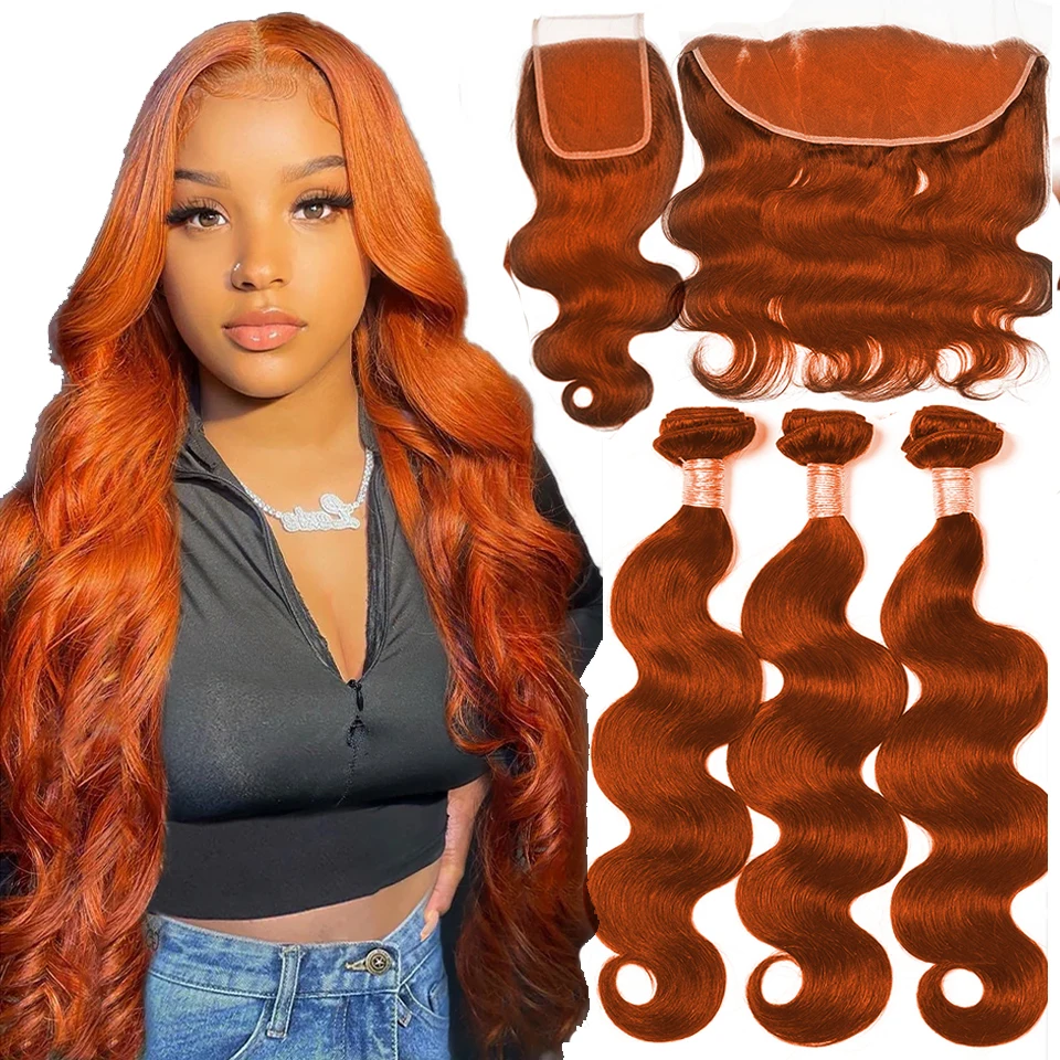 Orange Ginger Bundles With Closure Brazilian Remy Hair Double Weft Body Wave Bundles With 4x4 5x5 13x4Closure Frontal Human Hair
Orange Ginger Bundles With Closure Brazilian Remy Hair Double Weft Body Wave Bundles With 4x4 5x5 13x4Closure Frontal Human Hair
