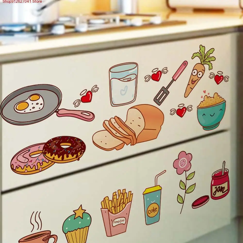 

Мультяшная наклейка на дверь холодильника и кухни, декоративная наклейка, s еды, фрукты, съемная Наклейка на стену