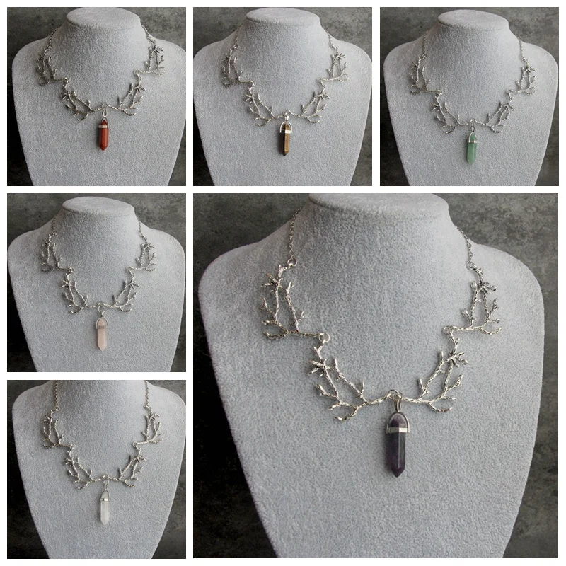 Antique Silver Branch Charms Brooch Necklace Elegant Faceted Point Crystal Pendant Woman Girls Jewelry Vintage 1pc
Antique Silver Branch Charms Brooch Necklace Elegant Faceted Point Crystal Pendant Woman Girls Jewelry Vintage 1pc
