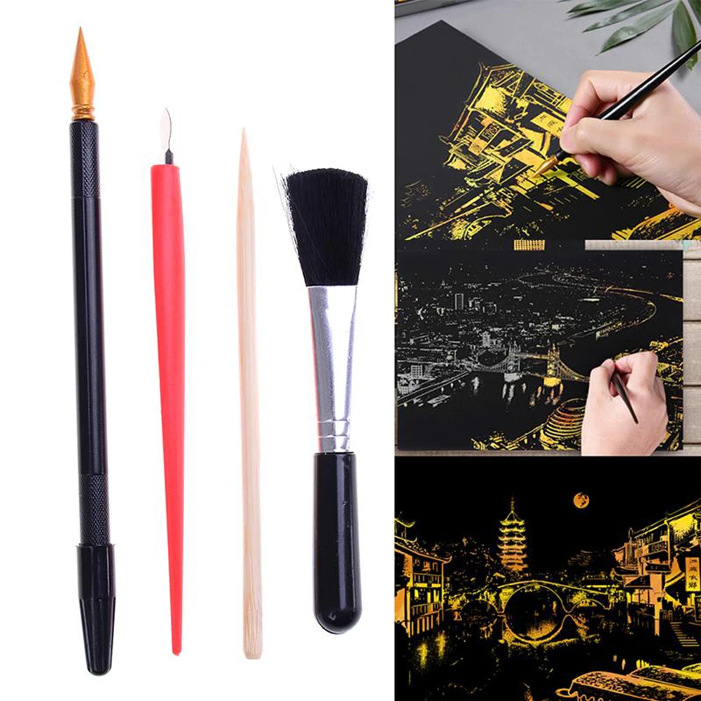 4pcs/set With Stick Scraper Pen DIY Gift Painting Drawing Scratch Arts Set Black Brush For Scratch Sketch Art Papers Boards Tool
4pcs/set With Stick Scraper Pen DIY Gift Painting Drawing Scratch Arts Set Black Brush For Scratch Sketch Art Papers Boards Tool
