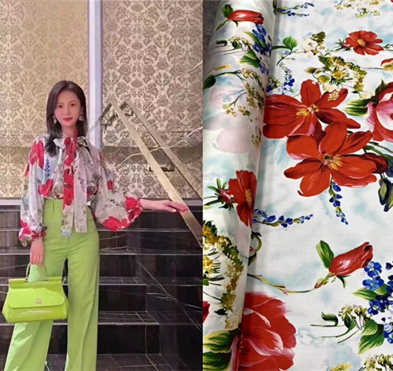 22 Years New D Home White Background Red Flower Twill Stretch Silk Fabric Summer High-end Shirt Dress Fabric Satin Material
22 Years New D Home White Background Red Flower Twill Stretch Silk Fabric Summer High-end Shirt Dress Fabric Satin Material