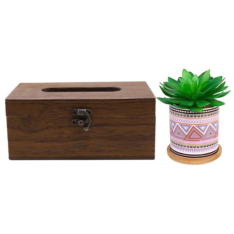 Retro Natural Wooden Tissue Box Toilet Paper Cover Case & Artificial Plants In Ceramics Pots
Retro Natural Wooden Tissue Box Toilet Paper Cover Case & Artificial Plants In Ceramics Pots