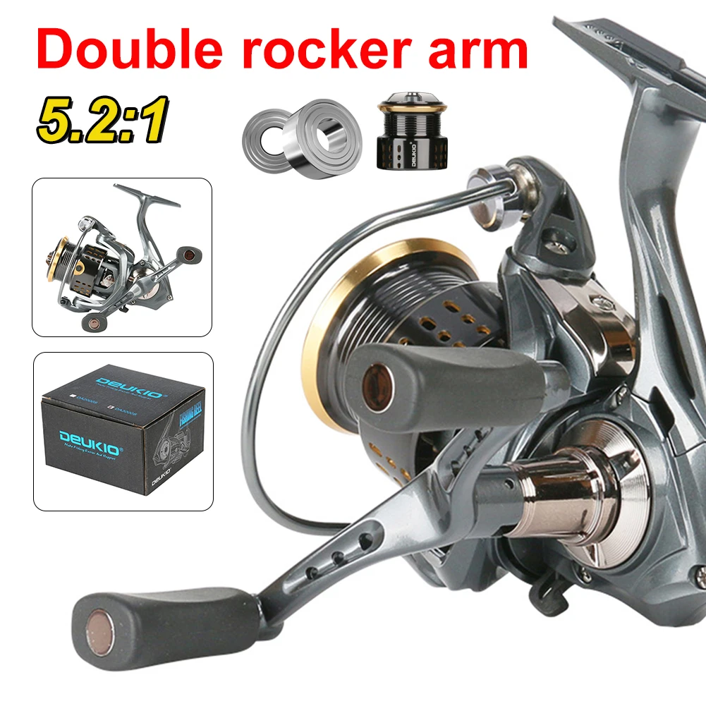 Spinning Reel 4+1BB 5.2:1 High Speed 6KG Max Drag Metal Shallow Spool Double Rocker Arms Fishing Reel Fishing Tackles
Spinning Reel 4+1BB 5.2:1 High Speed 6KG Max Drag Metal Shallow Spool Double Rocker Arms Fishing Reel Fishing Tackles