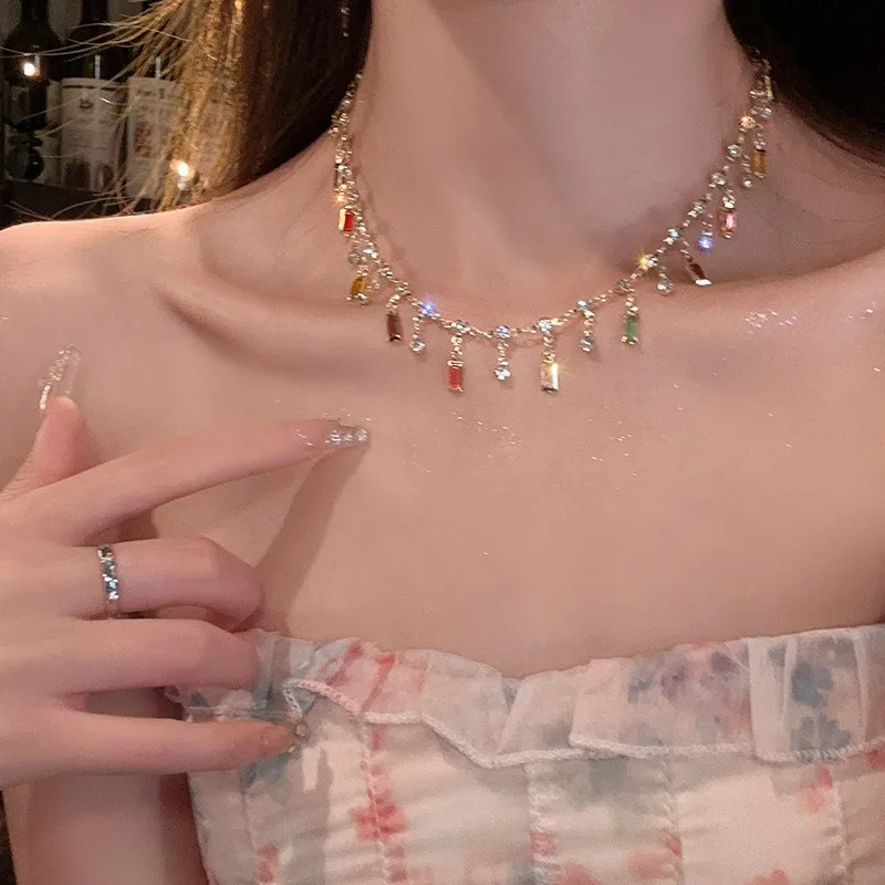Summer Style~Rainbow Tassel Zircon Necklace for Women's Light Luxury Design with A High Sense Collar Chain
Summer Style~Rainbow Tassel Zircon Necklace for Women's Light Luxury Design with A High Sense Collar Chain