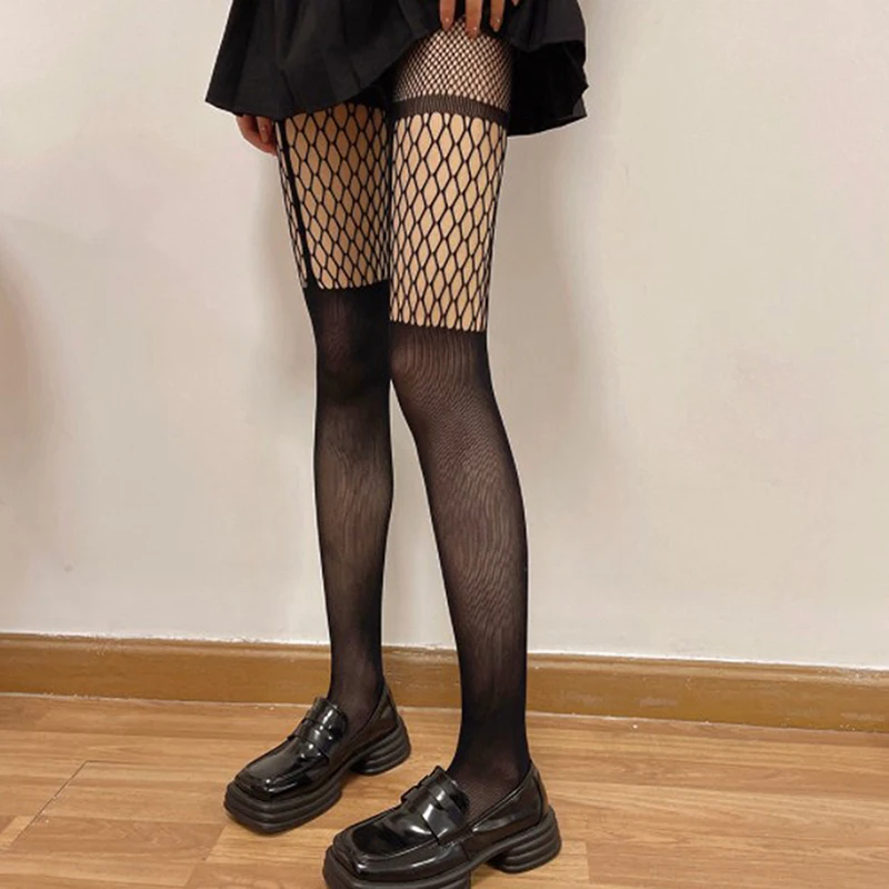 Women Sexy Black Tights Summer Hollow Out Fishnet Pantyhose Stretch Nylon Mesh Patchwork Thigh Female Punk Hosiery High Socks
Women Sexy Black Tights Summer Hollow Out Fishnet Pantyhose Stretch Nylon Mesh Patchwork Thigh Female Punk Hosiery High Socks