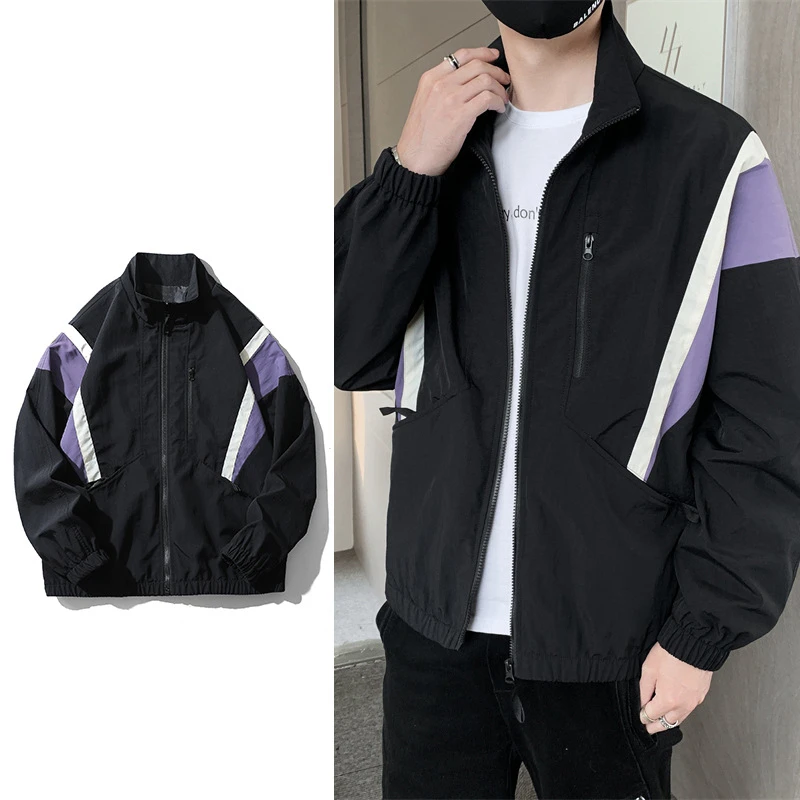 

Куртка-бомбер мужская легкая, уличная одежда в Корейском стиле, лёгкая ветровка в стиле хип-хоп, стиль Харадзюку, весна-лето