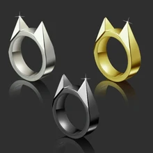 Hot Women/Man Cat Ear Mini Self-Defense Rings Metal Multifunctional Knuckle Cat Ear Shape Attack Rings Jewelry Accessories