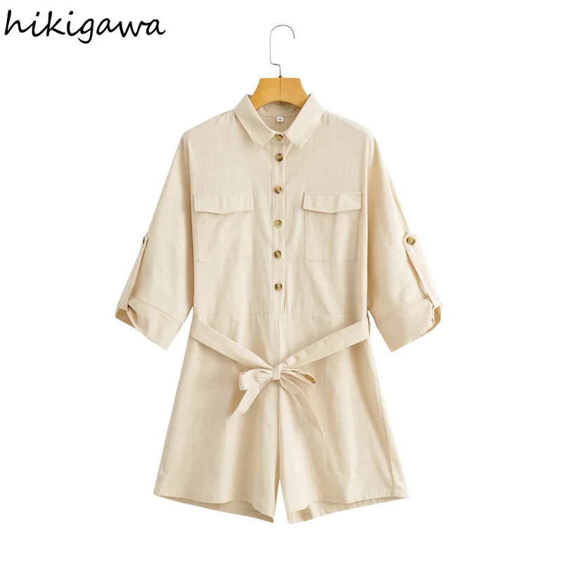 Женский комбинезон с поясом Hikigawa, Модный комбинезон из хлопка и льна со средними рукавами и карманами, комбинезоны с высокой талией
Женский комбинезон с поясом Hikigawa, Модный комбинезон из хлопка и льна со средними рукавами и карманами, комбинезоны с высокой талией