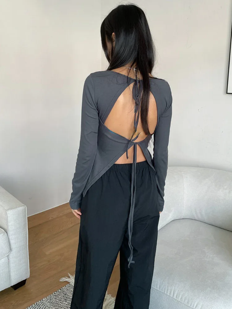 2023 Y2k Aesthetic Loose Casual Women Tops Solid Hollow Out Bandage Long Sleeve Knitted Shirt All Match O Neck Backless Sexy Tee
2023 Y2k Aesthetic Loose Casual Women Tops Solid Hollow Out Bandage Long Sleeve Knitted Shirt All Match O Neck Backless Sexy Tee