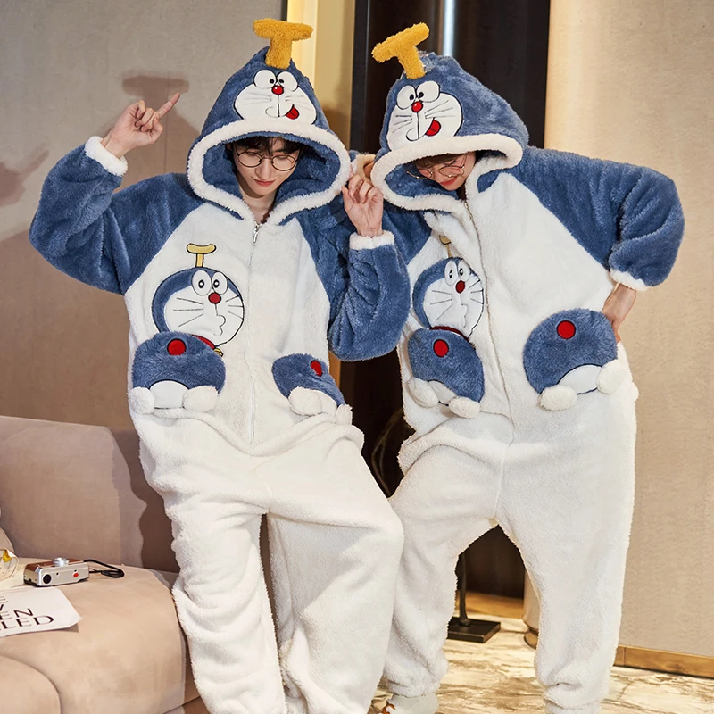 Kigurumis Doraemon Winter Couple Sleepwear Onesie Women Men Pijama Jumpsuits Thicken Warm Korean Kawaii Unisex Plush pijama
Kigurumis Doraemon Winter Couple Sleepwear Onesie Women Men Pijama Jumpsuits Thicken Warm Korean Kawaii Unisex Plush pijama