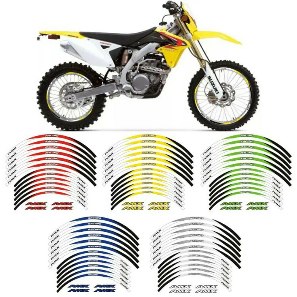 

21" 19" Wheel Hub Motorcycle Accessories Stickers Rim Decal Reflective Stripe Set For Suzuki RMZ250 RM Z250 RMZ 250 Z 2004-2021