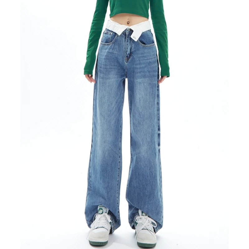 Women Blue Jeans Splicing High Street American Fashion Streetwear Style Wide Leg Jean Female Baggy Trouser Straight Denim Pants
Women Blue Jeans Splicing High Street American Fashion Streetwear Style Wide Leg Jean Female Baggy Trouser Straight Denim Pants