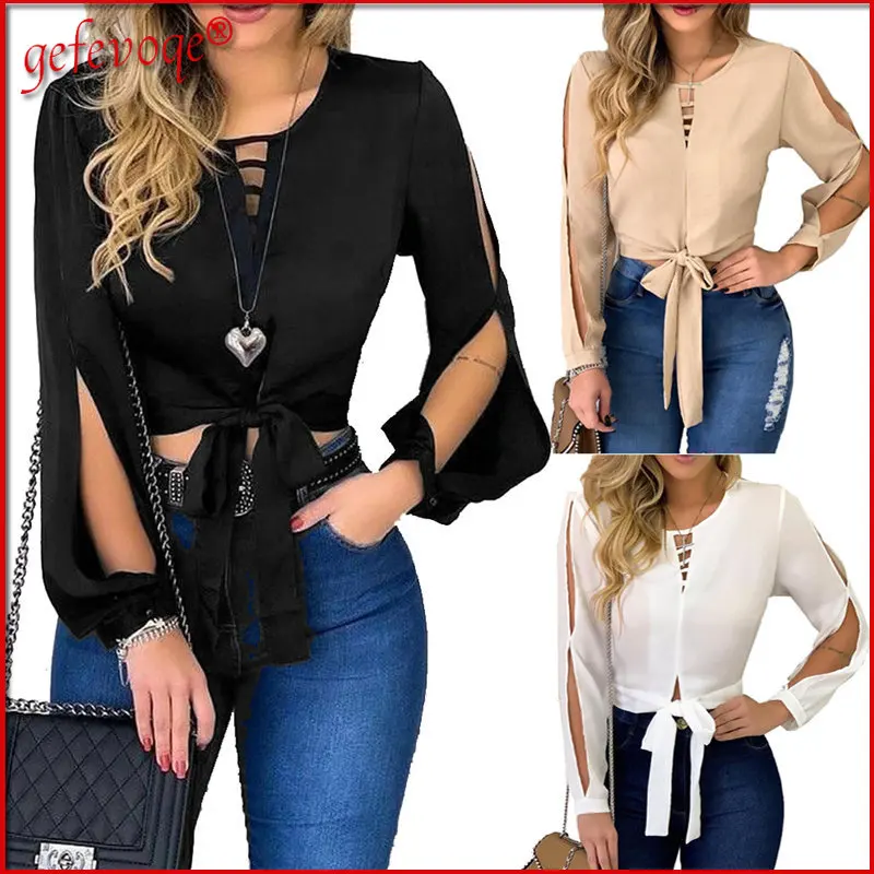 Fashion Women Elegant Blouses 2022 Spring Summer Sexy Hollow Out Lace Up Office Ladies Shirt Long Sleeve Solid Blouses Slim Tops
Fashion Women Elegant Blouses 2022 Spring Summer Sexy Hollow Out Lace Up Office Ladies Shirt Long Sleeve Solid Blouses Slim Tops