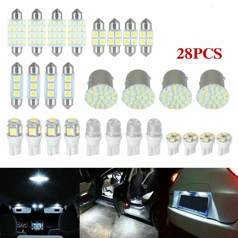 28 Pcs Car Interior White LED Light Mini Bulbs Kit 6000K Canbus Combo Map Trunk Dome Footwell Lamp License Plate Lights Bulbs
28 Pcs Car Interior White LED Light Mini Bulbs Kit 6000K Canbus Combo Map Trunk Dome Footwell Lamp License Plate Lights Bulbs