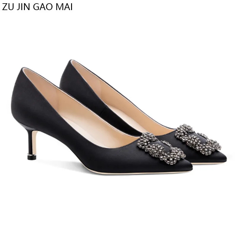 Black Rhinestones High Heels Shoes Woman Basic Pumps Satin Cloth Artificial Crystal Diamond Buckle Work Fashion Sexy Women Shoes
Black Rhinestones High Heels Shoes Woman Basic Pumps Satin Cloth Artificial Crystal Diamond Buckle Work Fashion Sexy Women Shoes