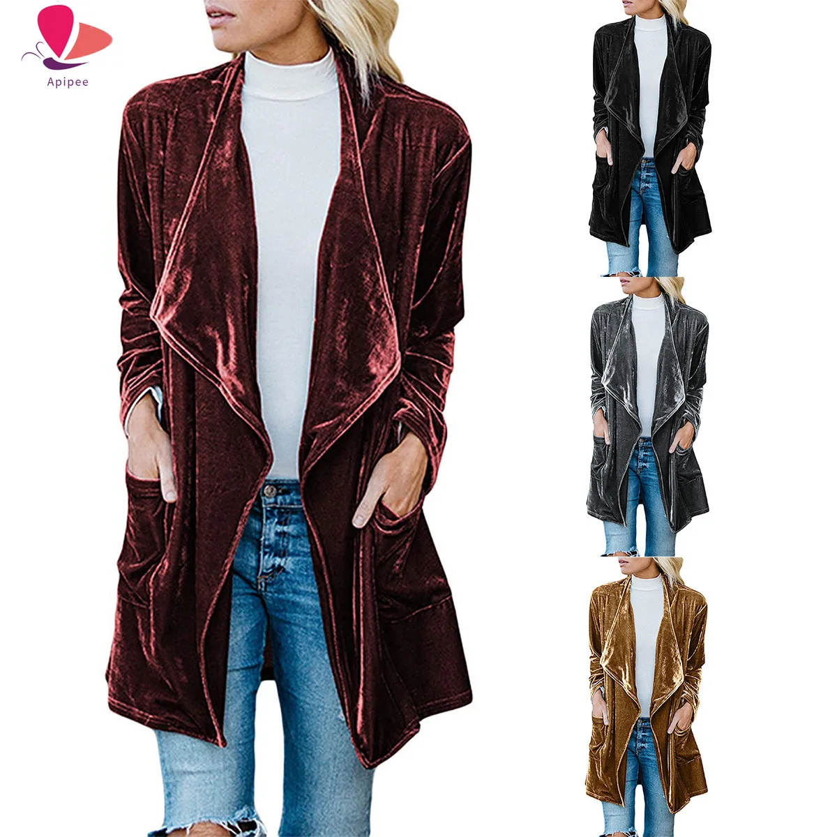 Autumn Velvet Pleuche Trench Coat For Women Long Spring Cardigan Coat Casaco Feminino Abrigos Mujer Winter Outerwear Overcoat
Autumn Velvet Pleuche Trench Coat For Women Long Spring Cardigan Coat Casaco Feminino Abrigos Mujer Winter Outerwear Overcoat