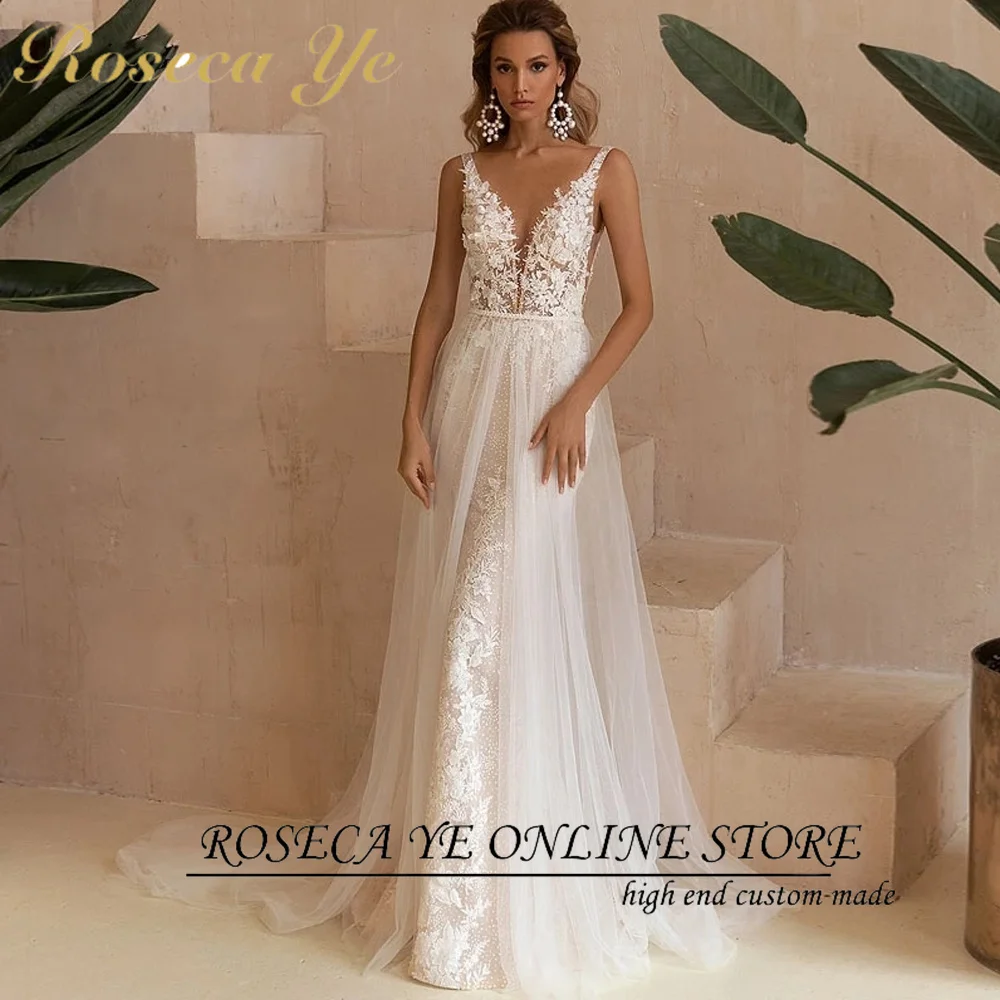 Женское свадебное платье с юбкой-годе Roseca Ye, простая Кружевная аппликация с бисером и V-образным вырезом, свадебное платье со съемным шлейфом и открытой спиной
Женское свадебное платье с юбкой-годе Roseca Ye, простая Кружевная аппликация с бисером и V-образным вырезом, свадебное платье со съемным шлейфом и открытой спиной