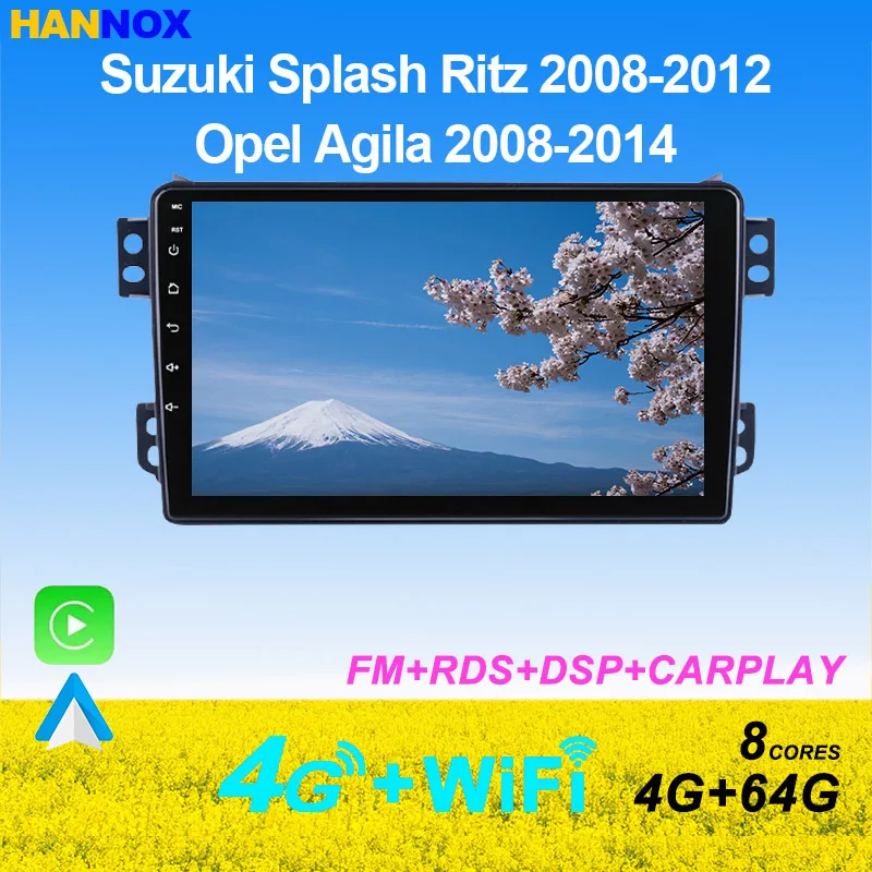 

8G 128G 2DIN Android 12 Car Auto Radio For Opel Agila Suzuki Splash Ritz Multimedia Player Head unit Carplay+Auto WIFI RDS ASP