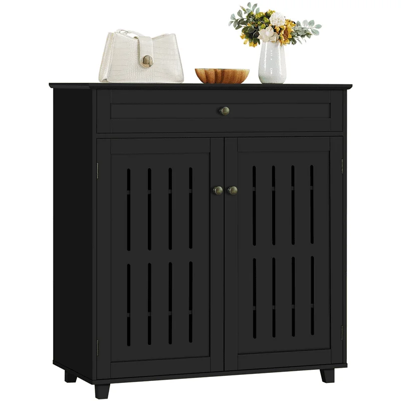 4-уровневый шкаф для хранения обуви, 1 ящик, 2 двери, черный
4-уровневый шкаф для хранения обуви, 1 ящик, 2 двери, черный