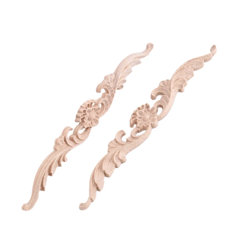 

16Pcs Wood Appliques And Onlays, Unpainted DIY Decorative Wood Carved Onlay Appliques For Bed Door Cabinet Wardrobe