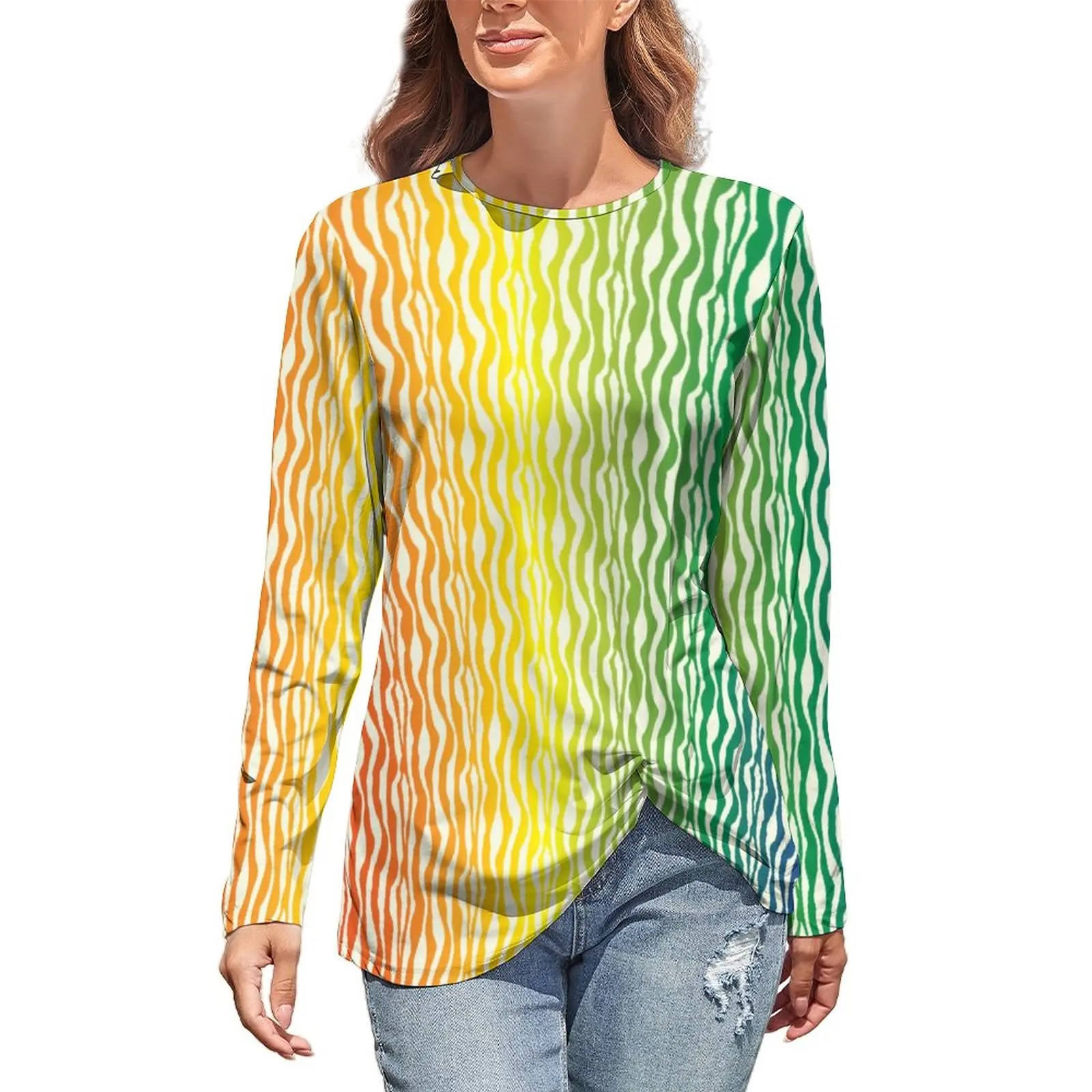Футболка женская оверсайз с длинным рукавом, Классическая рубашка с разноцветным принтом зебры, с абстрактным радужным принтом
Футболка женская оверсайз с длинным рукавом, Классическая рубашка с разноцветным принтом зебры, с абстрактным радужным принтом