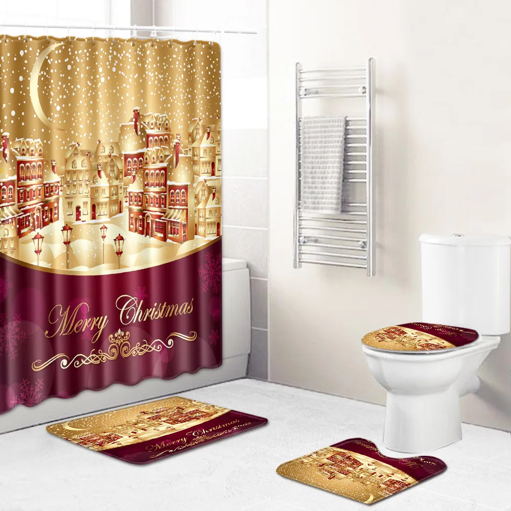 Santa Claus shower curtain floor mat 1/3/4pcs set Shower Curtain Toilet Lid Cover Bath Mat Rugs Set home door mat carpet 
Santa Claus shower curtain floor mat 1/3/4pcs set Shower Curtain Toilet Lid Cover Bath Mat Rugs Set home door mat carpet