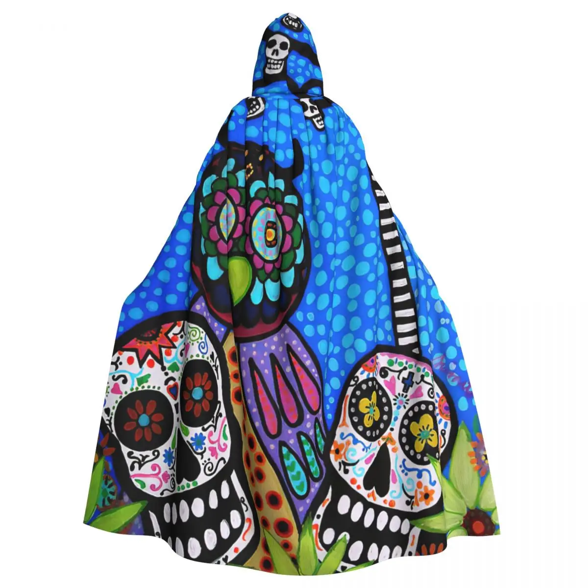 

Owl And Sugar Day Of The Dead Art Print Hooded Cloak Halloween Party Cosplay Woman Men Adult Long Witchcraft Robe Hood