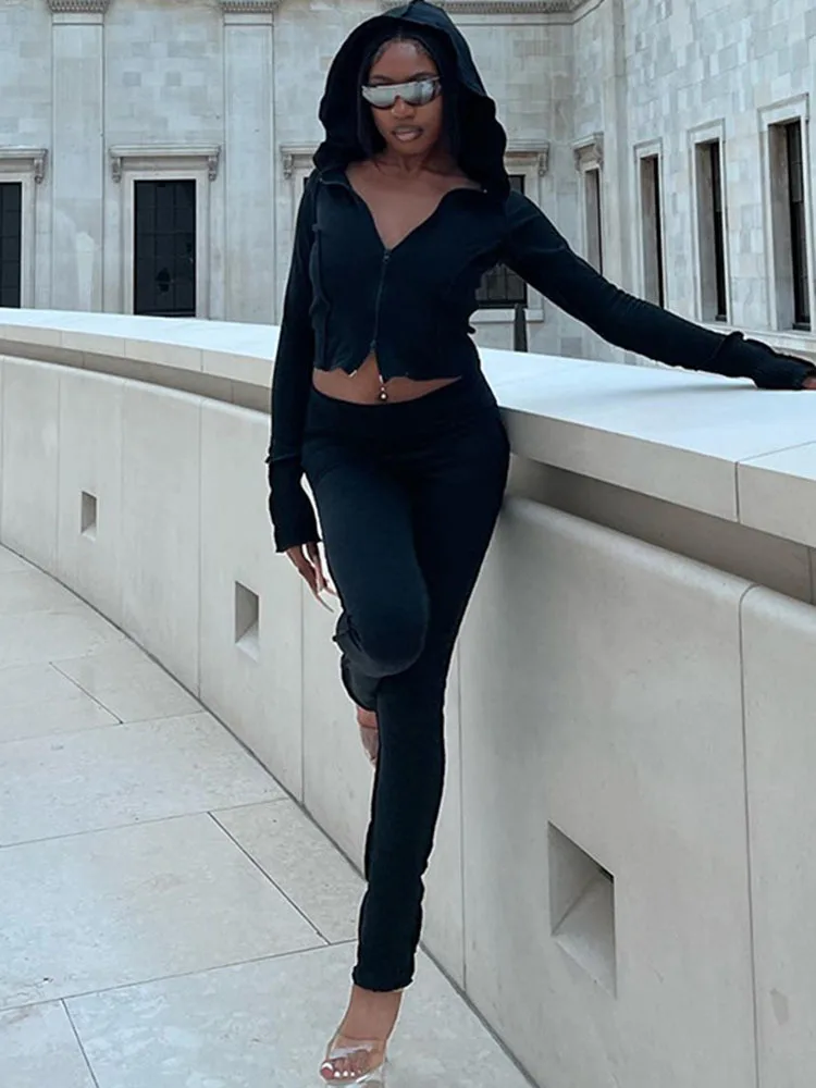 Apprabant Fashion Tops Two Piece Set Hooded Coast Zipper Long Sleeve Short Midring Baring Top High Waist Slim Pants Casual Suit
Apprabant Fashion Tops Two Piece Set Hooded Coast Zipper Long Sleeve Short Midring Baring Top High Waist Slim Pants Casual Suit