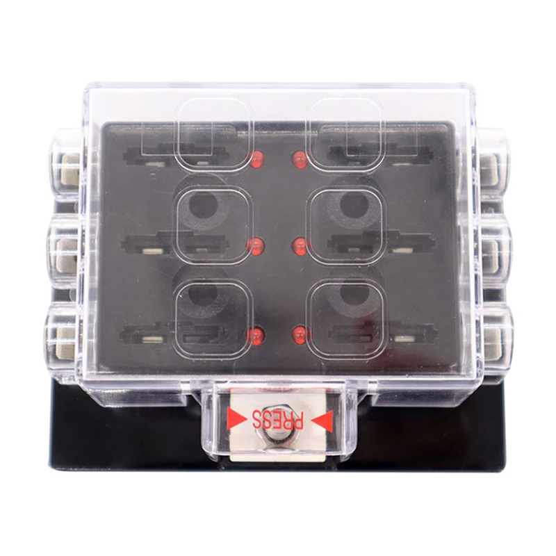 1 Set 6 Way Car Boat Bus Yacht Fuse Box Block Holder Cover ATP/ATC/ATO DC12-48V Fuse Box with Fuse Terminal Block 
1 Set 6 Way Car Boat Bus Yacht Fuse Box Block Holder Cover ATP/ATC/ATO DC12-48V Fuse Box with Fuse Terminal Block