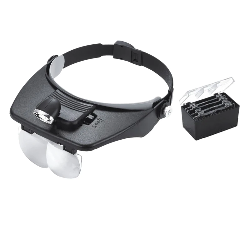 

Magnifying Glass, Magnifier with Light 1.2X/1.8X/2.5X/3.5X 4 Detachable Lenses Illuminated Headband Magnifying