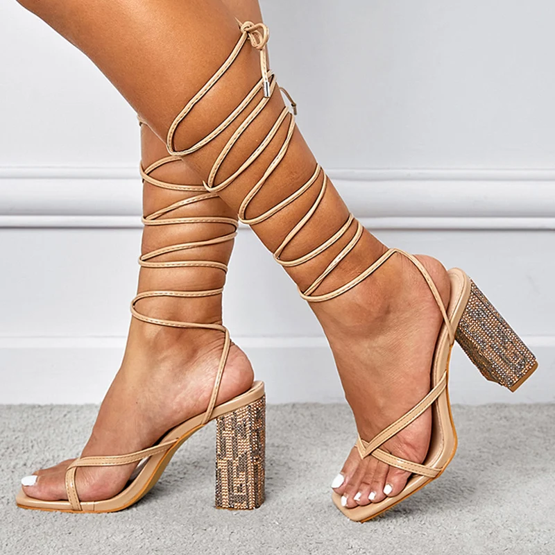 Liyke New Fashion Crystal Rhinestone Square High Heels Women Ankle Strap Sandals Gladiator Open Toe Lace-Up Ladies Shoes Size 42 
Liyke New Fashion Crystal Rhinestone Square High Heels Women Ankle Strap Sandals Gladiator Open Toe Lace-Up Ladies Shoes Size 42
