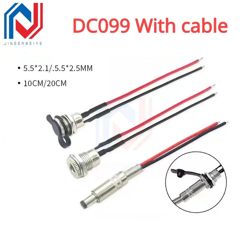 DC099 5.5 x 2.1mm 5.5 x 2.5mm DC Power Socket Threaded Female Connector Adapter With 20AWG Cable Wires DC-099 10CM 20CM
DC099 5.5 x 2.1mm 5.5 x 2.5mm DC Power Socket Threaded Female Connector Adapter With 20AWG Cable Wires DC-099 10CM 20CM