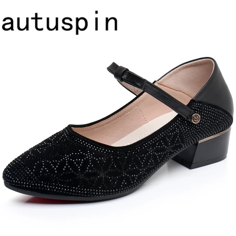 AUTUSPIN 4.5cm Women Crystal Pumps Fashion Mature Ladies Suede Genuine Leather Shoes Office Working Dress Bling High Heels Woman
AUTUSPIN 4.5cm Women Crystal Pumps Fashion Mature Ladies Suede Genuine Leather Shoes Office Working Dress Bling High Heels Woman
