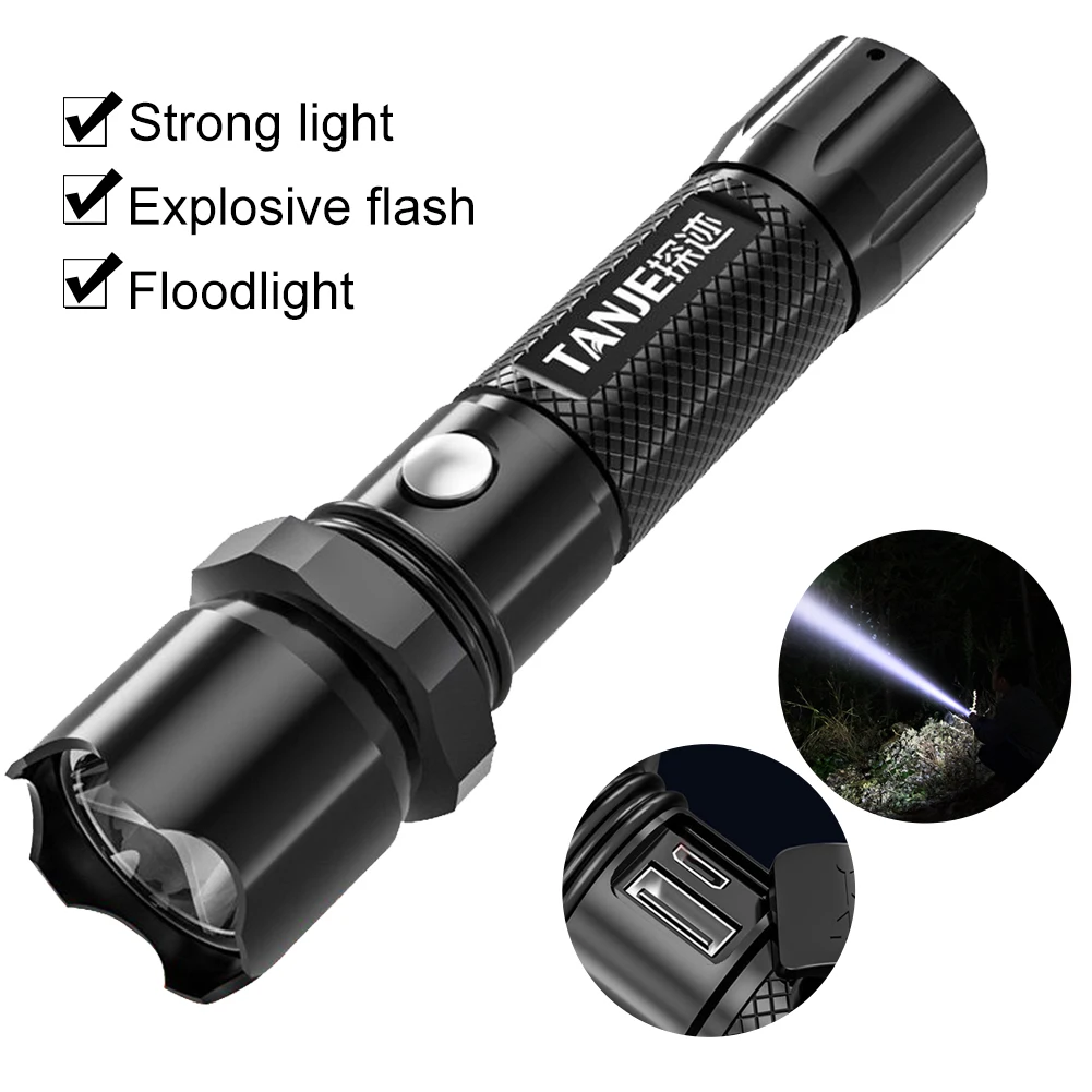 Powerful LED Flashlight Lumen Tactical Flashlights Rechargeable USB Waterproof With 3 Modes Fishing Hunting LED Flashlight
Powerful LED Flashlight Lumen Tactical Flashlights Rechargeable USB Waterproof With 3 Modes Fishing Hunting LED Flashlight