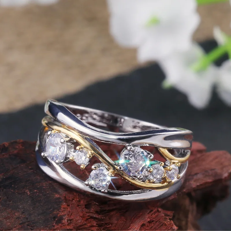 New Two Tone Gold Silver Color Finger Ring for Women Fashion Shape Cubic Zirconia Lady Wedding Engagement Ring Hot Jewelry
New Two Tone Gold Silver Color Finger Ring for Women Fashion Shape Cubic Zirconia Lady Wedding Engagement Ring Hot Jewelry