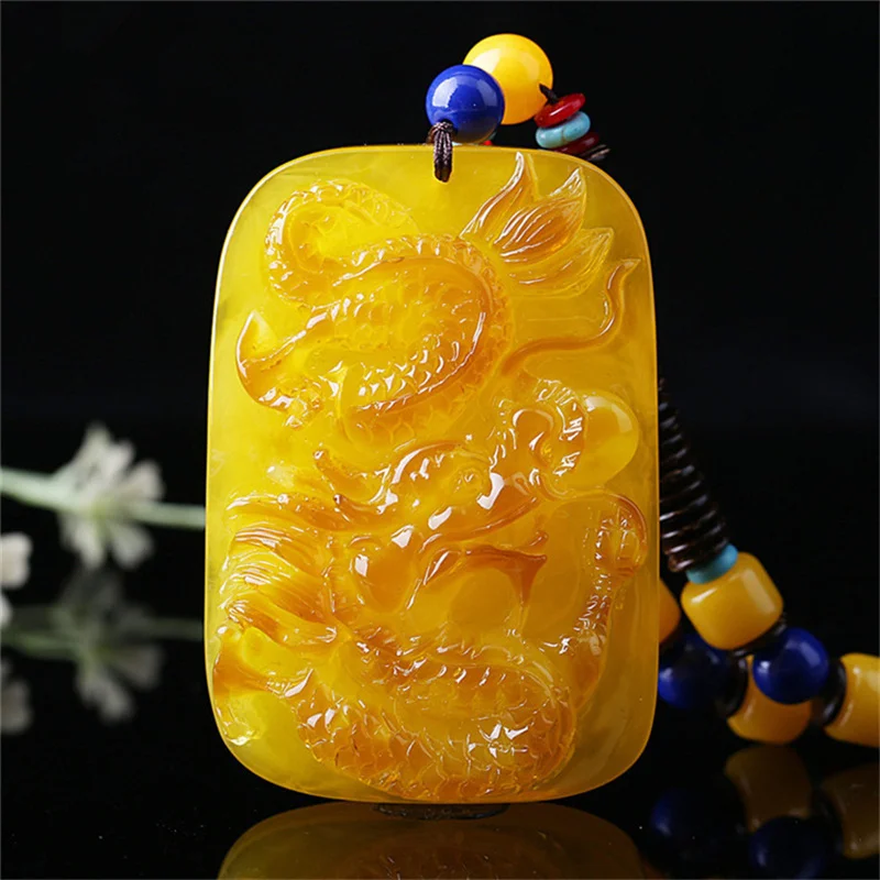 Hot Selling Natural Hand-carve Honey Wax Dragon Brand Necklace Pendant Fashion Jewelry Accessories Men Women Luck Gifts
Hot Selling Natural Hand-carve Honey Wax Dragon Brand Necklace Pendant Fashion Jewelry Accessories Men Women Luck Gifts