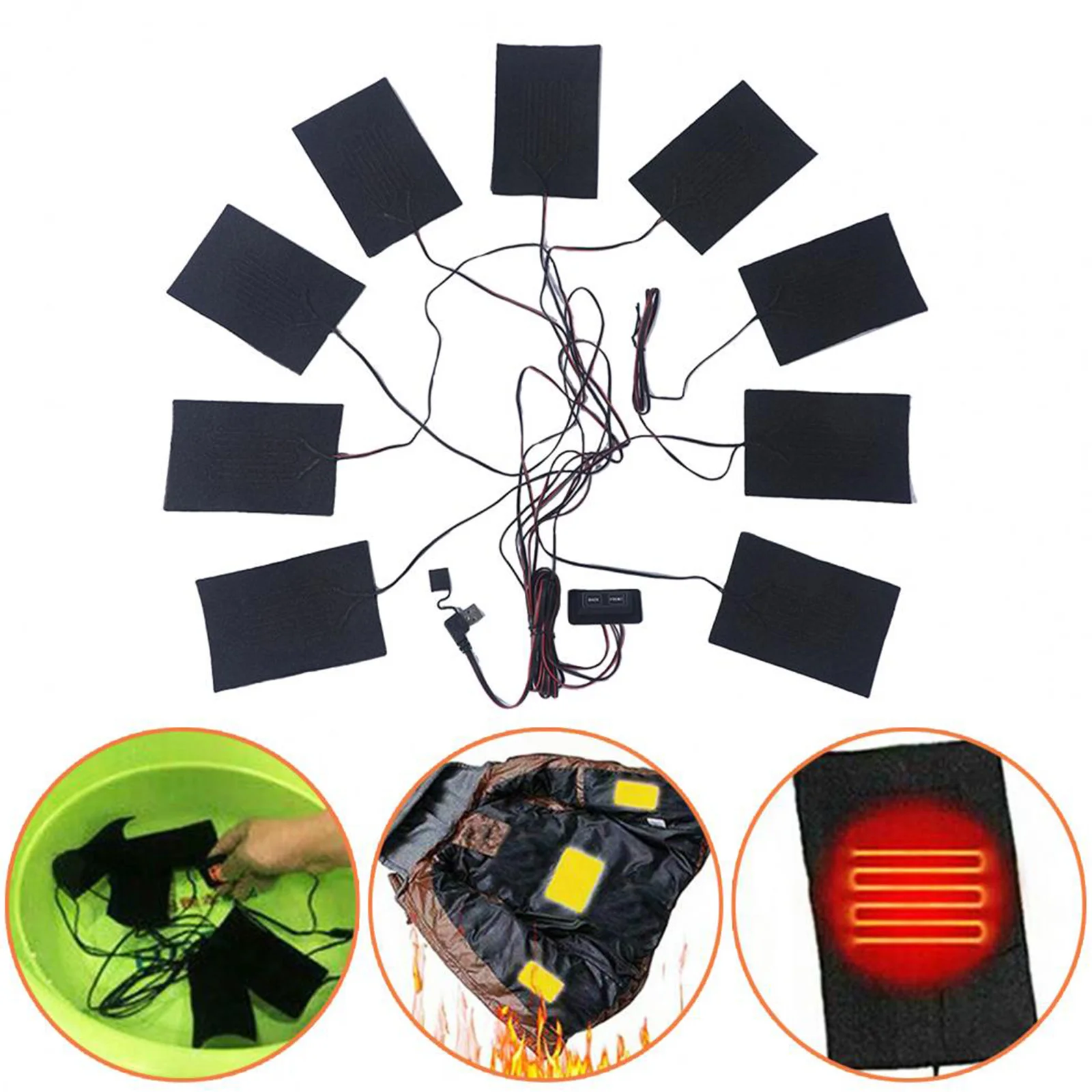 USB Warm Paste Pads 9in1 Clothes Heating Pad Carbon Fiber Heating Warmer Pad For Cloth Vest Jacket Shoes Socks
USB Warm Paste Pads 9in1 Clothes Heating Pad Carbon Fiber Heating Warmer Pad For Cloth Vest Jacket Shoes Socks